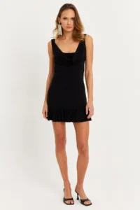 Cool & Sexy Women Black Off-Shoulder Neck Mini Dress - Image 5