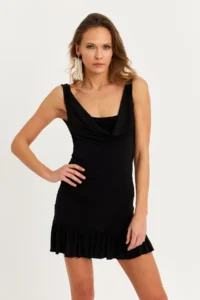 Cool & Sexy Women Black Off-Shoulder Neck Mini Dress - Image 6