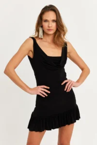Cool & Sexy Women Black Off-Shoulder Neck Mini Dress - Image 8