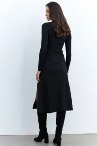 Cool & Sexy Women Black Turtleneck Midi Dress - Image 7
