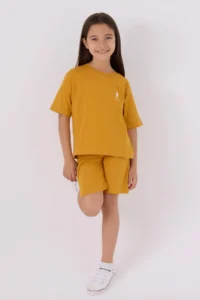 US Polo Assn. U.s. Polo Shirt Assn Girls' Yellow Bermuda Set - Image 3