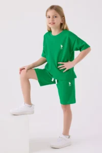 US Polo Assn. U.s. Polo Shirt Assn Girls' Green Bermuda Set - Image 3