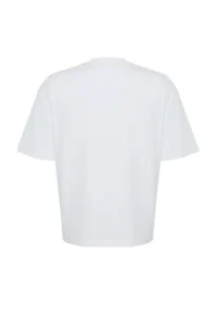 TRENDYOLMİLLA White Printed 100% Thick Cotton relaxed/Casual Cut Knitting T-Shirt - Image 8