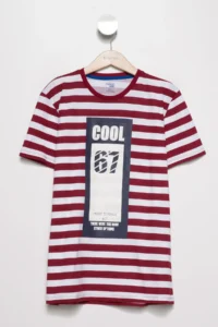 DeFacto White Boy Cool Printed Striped T-Shirt I1793A6.18Sp.Wt32