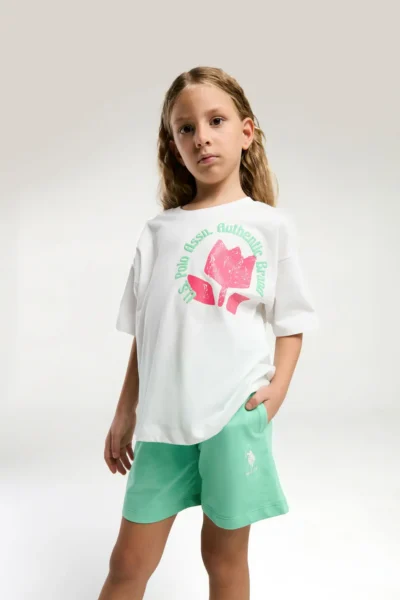 US Polo Assn. U.s. Polo Shirt Assn Girls' Yellow Shorts Set