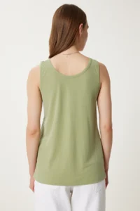 Happiness İstanbul Women Khaki Flowy Comfortable Knitting Tank Top - Image 5