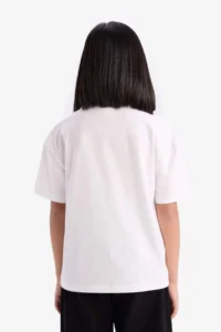 DeFacto Relax Fit Crew Neck Printed Short Sleeve T-Shirt Girls - Image 6