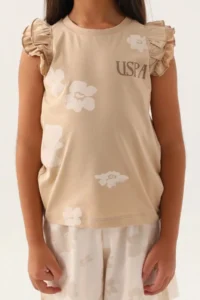 US Polo Assn. Girl Waitress Shorts Set - Beige - Image 4