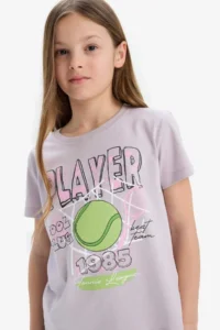 DeFacto Crew Neck Printed Short Sleeve T-Shirt Girl - Image 4