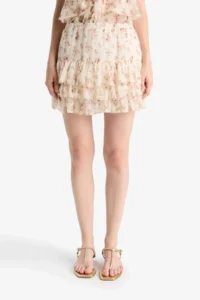 DeFacto Floral Normal Waist Combed Cotton Lining Chiffon Mini Skirt - Image 6