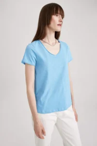 DeFacto Regular Fit V-Neck Short Sleeve 100% Cotton T-Shirt - Image 3