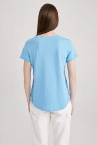 DeFacto Regular Fit V-Neck Short Sleeve 100% Cotton T-Shirt - Image 6