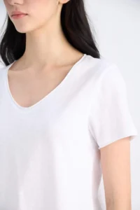 DeFacto V-Neck Basic Relax Fit Short Sleeve 100% Cotton T-Shirt - Image 5