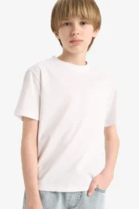 DeFacto Crew Neck Basic Plain Short Sleeve School T-Shirt for Boys