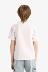 DeFacto Crew Neck Basic Plain Short Sleeve School T-Shirt for Boys - Image 6