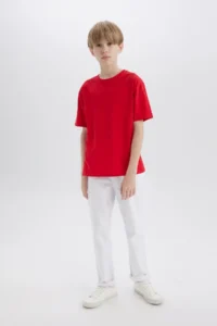 DeFacto Boy's Crew Neck Basic Plain Short Sleeve T-Shirt K1687a625sm - Image 2