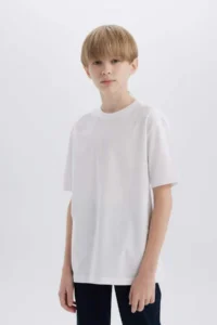 DeFacto Crew Neck Basic Plain Short Sleeve T-Shirt Boy