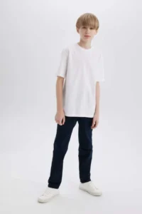 DeFacto Crew Neck Basic Plain Short Sleeve T-Shirt Boy - Image 2