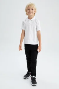 DeFacto Boy's Basic Short Sleeve Pique Polo T-Shirt K1689a622sp - Image 2