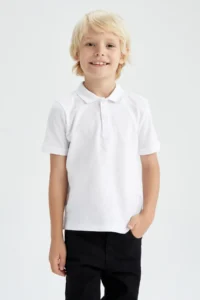 DeFacto Boy's Basic Short Sleeve Pique Polo T-Shirt K1689a622sp - Image 3