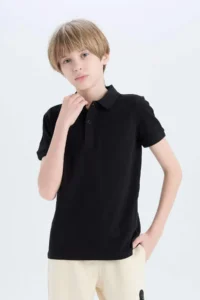 DeFacto Boy's Pique Short Sleeve Basic Polo T-Shirt - Image 3