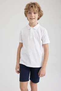 DeFacto Boy's White Pique Short Sleeve Polo School T-Shirt K1689a623sm - Image 4