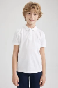 DeFacto Boy's White Pique Short Sleeve Polo School T-Shirt K1689a623sm - Image 6