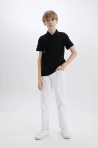 DeFacto Boy's 23 April Children's Day Red Pique Short Sleeve Polo T-Shirt - Image 2