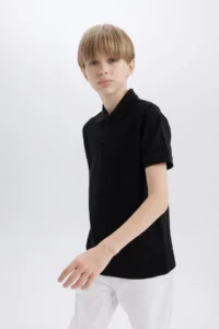 DeFacto Boy's 23 April Children's Day Red Pique Short Sleeve Polo T-Shirt - Image 4