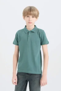 DeFacto Polo Neck Basic Plain Pique Short Sleeve T-Shirt Boy - Image 4