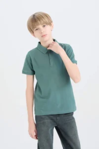DeFacto Polo Neck Basic Plain Pique Short Sleeve T-Shirt Boy - Image 5
