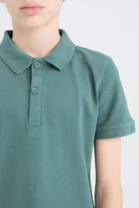 DeFacto Polo Neck Basic Plain Pique Short Sleeve T-Shirt Boy - Image 6
