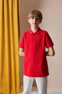 DeFacto Boy's Basic Plain Pique Short Sleeve Red Polo T-Shirt K1689a625sm - Image 3