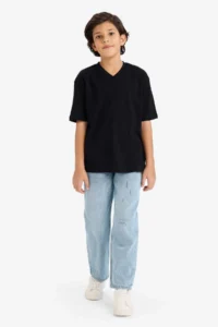 DeFacto Regular Fit V-Neck Short Sleeve T-Shirt Boy - Image 2