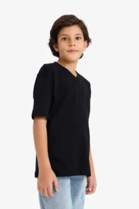 DeFacto Regular Fit V-Neck Short Sleeve T-Shirt Boy - Image 3