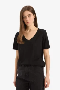 DeFacto Regular Fit V-Neck Basic Short Sleeve T-Shirt - Image 3