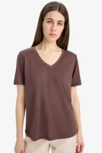 DeFacto Brown Women T-Shirt K5057AZ/BN258