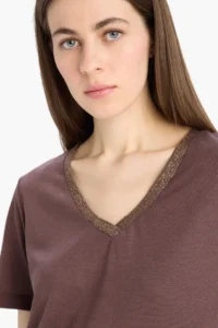 DeFacto Brown Women T-Shirt K5057AZ/BN258 - Image 4