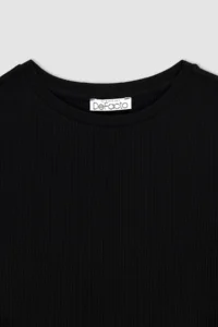 DeFacto Fitted Crew Neck Ribbed Camisole Basic Plain Short Sleeve T-Shirt K7064az23sm - Image 7