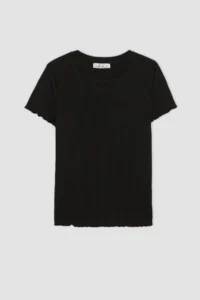 DeFacto Fitted Crew Neck Ribbed Camisole Basic Plain Short Sleeve Black T-Shirt K7064az24sm - Image 7