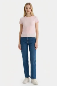 DeFacto Fitted Crew Neck Ribbed Camisole Short Sleeve T-Shirt - Image 2