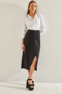 Bianco Lucci Women Front Shirred Skirt