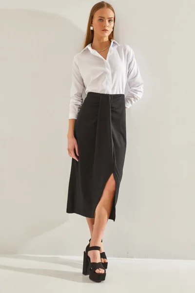 Bianco Lucci Women Front Shirred Skirt