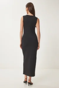 Happiness İstanbul Women Black Gold with buckle Midi Sandy Dress - Image 5