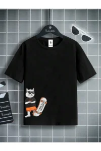 twins tailors Skateboard Printed 3 Pack Unisex White-Black-Grey Kids T-Shirt/T-Shirt - Image 4