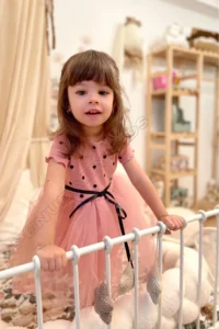 penu baby kids Dusty Rose Polka Dot Tutu Short Sleeve Baby Girl Dress - Emily - Image 3