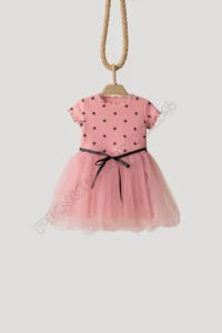 penu baby kids Dusty Rose Polka Dot Tutu Short Sleeve Baby Girl Dress - Emily - Image 6