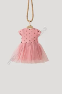 penu baby kids Dusty Rose Polka Dot Tutu Short Sleeve Baby Girl Dress - Emily - Image 7