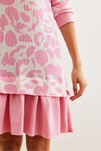 Olalook Women's Ecru Pink Garnished Thessaloniki Dress - Image 5