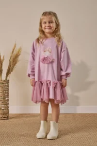 Minipodyum Girls' Dress Tulle Detailed Printed - Image 2